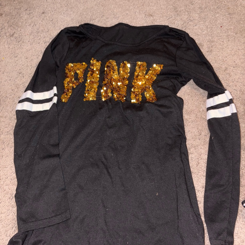 Victoria's Secret Black and Gold Sequin Top
